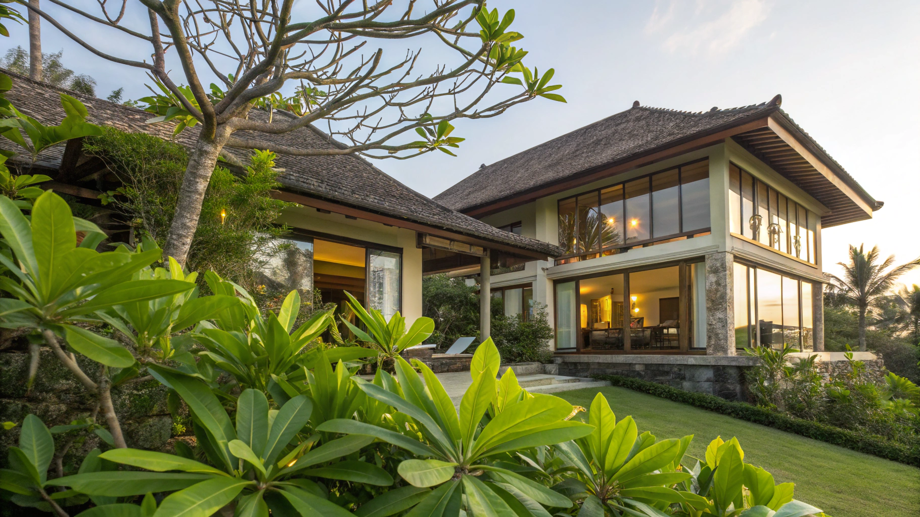Bali private pool villa overlooking lush tropical jungle