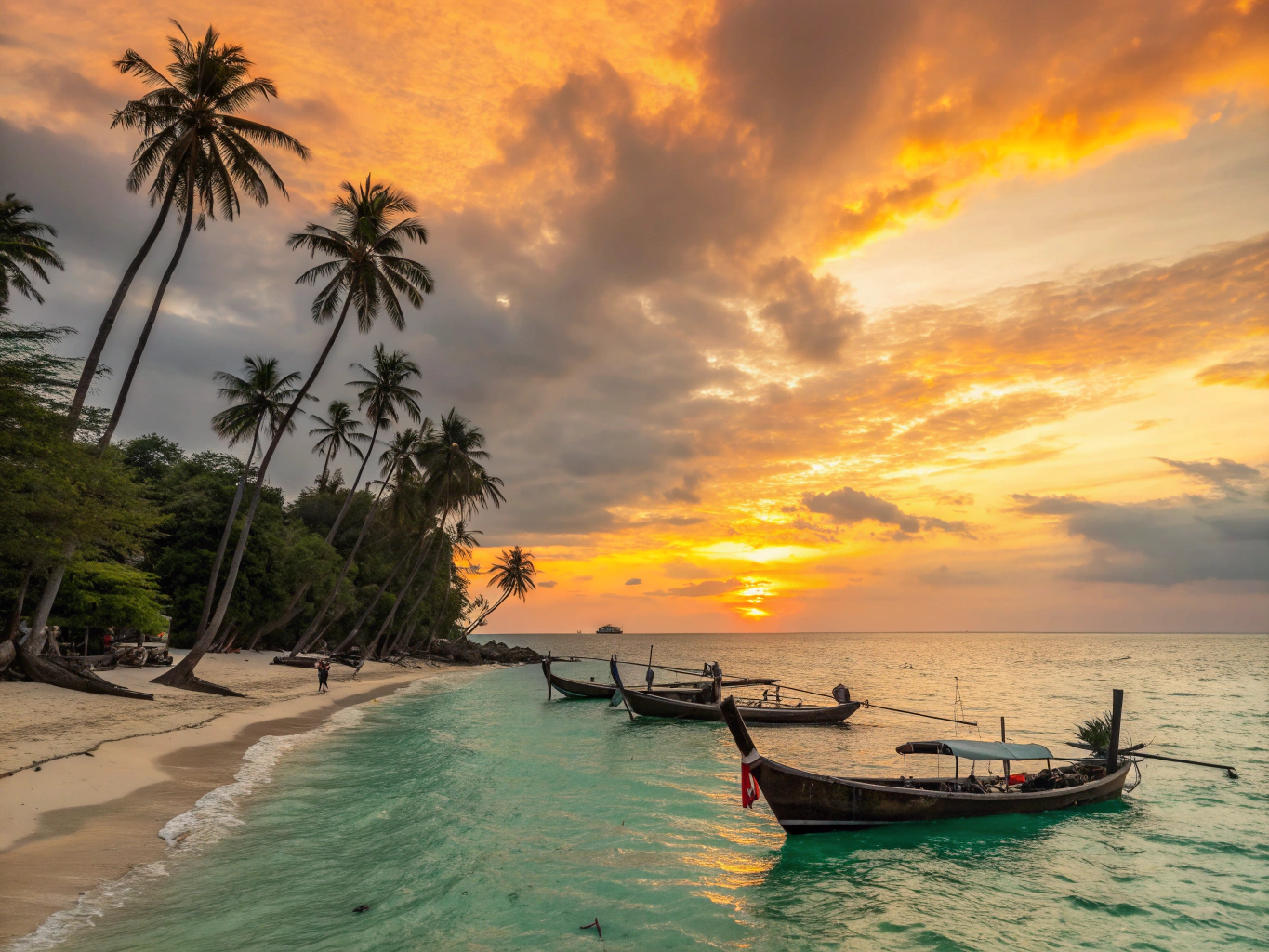 Sunrise over turquoise island beach waters in Thailand