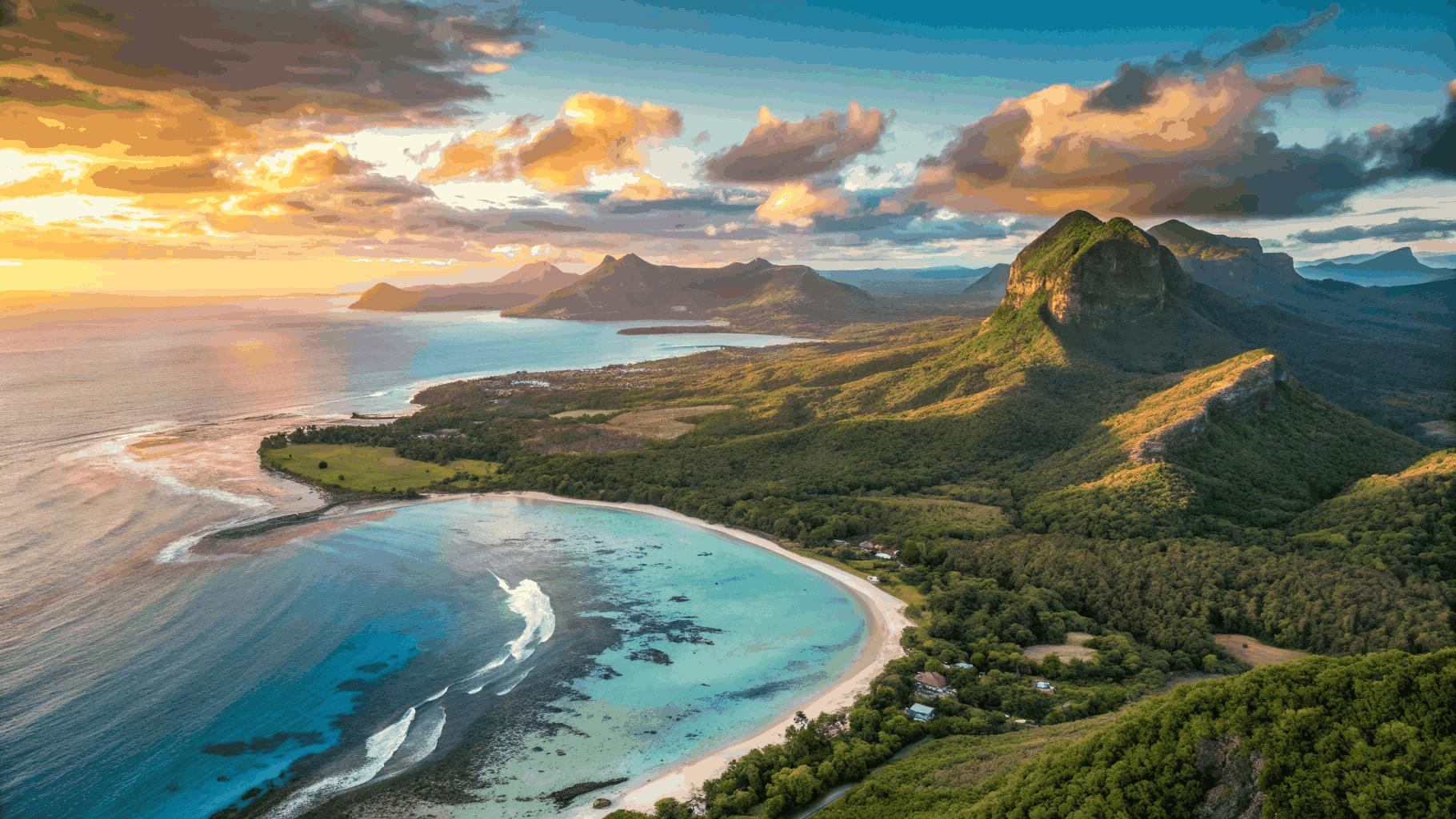 Direct flights from Mumbai to Mauritius coastal mountain view